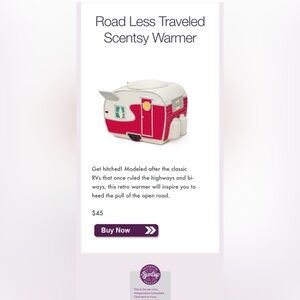 Scentsy Red and White Road Less Traveled Warmer